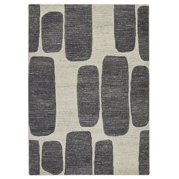 Vista Retro Modern Abstract Hand-Woven Ribbed Textured Cream/Charcoal Grey Rug-Melrose-Rug Love - The Most Loved Rug Store